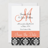 オレンジ桃黒ダマスクの写真保存日 セーブザデート (裏面)