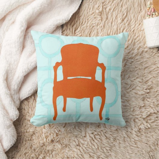オレンジ椅子のシルエットのクッション クッション (ブランケット)