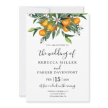 オレンジ植物性結婚式招待状