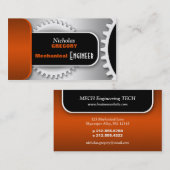 オレンジ機械工学者のギアの名刺 名刺 (正面/裏面)