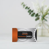 オレンジ機械工学者のギアの名刺 名刺 (スタンド正面)