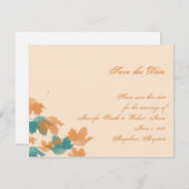 オレンジ水の秋のカエデの葉の保存日付 セーブザデート (正面/裏面)