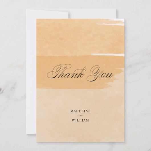 オレンジ水彩ありがとう | あなたのお写真を追加 招待状 (正面)