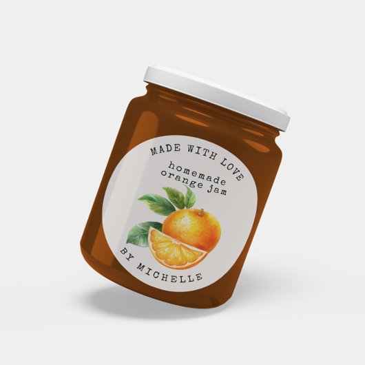 オレンジ水彩ジャムラベル缶詰ステッカー ラウンドシール