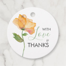 オレンジ水彩ポピー花ギフトタグ フェイバータグ