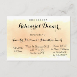 オレンジ水彩画のリハーサルの夕食の招待状 招待状