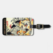 オレンジ水彩画の芸術の孤のイラストレーションのスケッチ ラゲッジタグ (正面横)