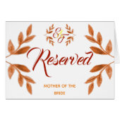 オレンジ水彩画の葉の予約座席結婚式の印 (正面横)