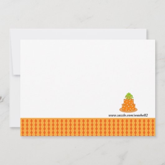 オレンジ水玉模様お誕生日ケーキパーティの招待状 招待状 (裏面)