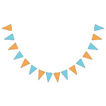 オレンジ水玉模様とブルーストライプ