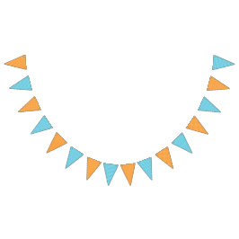 オレンジ水玉模様とブルーストライプ バンティングフラッグ