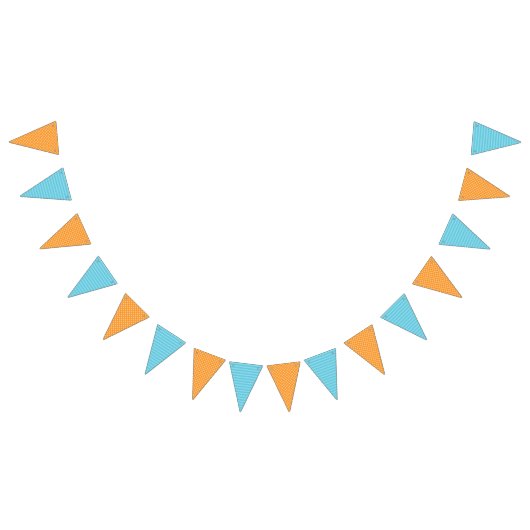 オレンジ水玉模様とブルーストライプ バンティングフラッグ (全)