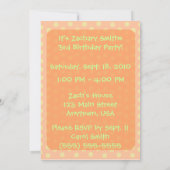 オレンジ水玉模様のパンダの誕生日の招待状 招待状 (裏面)