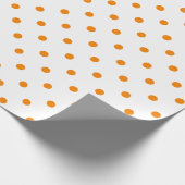 オレンジ水玉模様オンホワイトラージ宇宙 ラッピングペーパー (角)