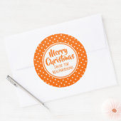 オレンジ水玉模様クリスマスステッカー ラウンドシール (封筒)