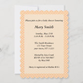 オレンジ水玉模様レースハートベビーシャワー招待状 招待状 (裏面)