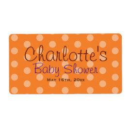 オレンジ水玉模様赤ちゃんシャワー水ボトルラベル ラベル