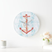 オレンジ水色いかり ラージ壁時計 (ホーム)