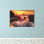 オレンジ海油彩画プリント 包まれた キャンバスプリント (インサイチュ (ウッドフロア))