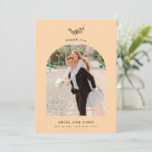 オレンジ淡い色の色 |アーチ結婚の写真サンキューカード サンキューカード (スタンド正面)