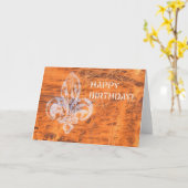 オレンジ混合メディア誕生日 カード (黄色い花)