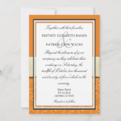 オレンジ渦巻およびアイボリーのリボンの結婚式招待状 招待状 (裏面)