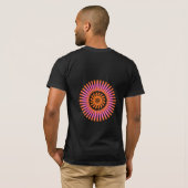 オレンジ渦巻きサンシャイン抽象幾何学デザイン Tシャツ (裏面フル)