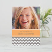 オレンジ灰色の写真の第16バースデーパーティ招待状 招待状 (スタンド正面)