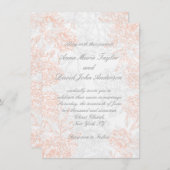 オレンジ灰色の花のヴィンテージの結婚式招待状 招待状 (正面/裏面)