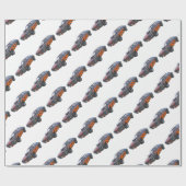 オレンジ炎および黒の70年代筋肉車 ラッピングペーパー (フラット)