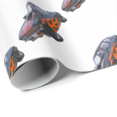 オレンジ炎および黒の70年代筋肉車 ラッピングペーパー (ロールコーナー)