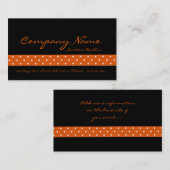 オレンジ点々のあるなリボンの名刺との黒 名刺 (正面/裏面)