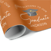 オレンジ焦げ卒業生パーソナライズされた成 ラッピングペーパー (ロールコーナー)