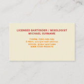 オレンジ熱帯柑橘類飲料ミックスロジストバルテンダー 名刺 (裏面)