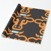 オレンジ牛ヘッドラッピング紙 ラッピングペーパー (アンロールド)
