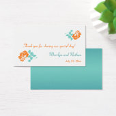 オレンジ牡丹オンホワイトターコイズメッセージカード (デスク)