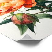 オレンジ牡丹フラワーアートプリントポスター ポスター (角)