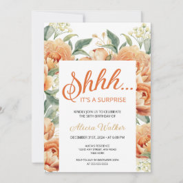 オレンジ牡丹フローラサプライズ誕生日 招待状