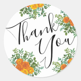 オレンジ牡丹&バラフローラシール封筒用シール ラウンドシール