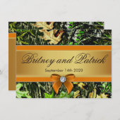 オレンジ狩りのテーマの迷彩柄の結婚式招待状 招待状 (正面/裏面)