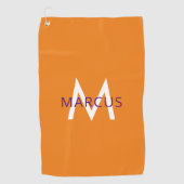 オレンジ独自の作成パーソナライズされた ゴルフタオル (正面)