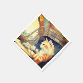 オレンジ猫お茶 スタンダードカクテルナプキン (角)