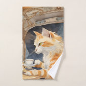 オレンジ猫お茶 バスタオルセット (ハンドタオル)