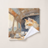 オレンジ猫お茶 バスタオルセット (ウォッシュタオル)