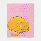 オレンジ猫のぞき フリースブランケット (正面)