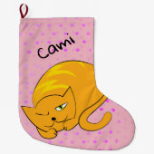 オレンジ猫のぞき ラージクリスマスストッキング (正面)