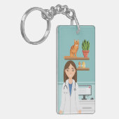 オレンジ猫の獣医クリニック獣医 キーホルダー (正面左)