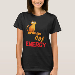 オレンジ猫エナジーTシャツ|面白いカオス猫のミーム Tシャツ