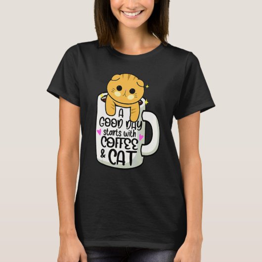 オレンジ猫コーヒーマグ 猫 Tシャツ (正面)