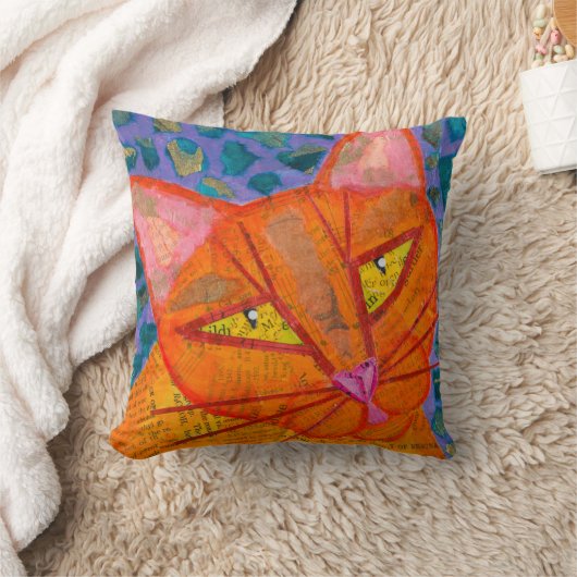 オレンジ猫 クッション (ブランケット)